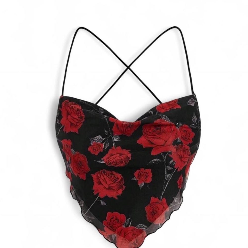 Black and Red Floral Camisole